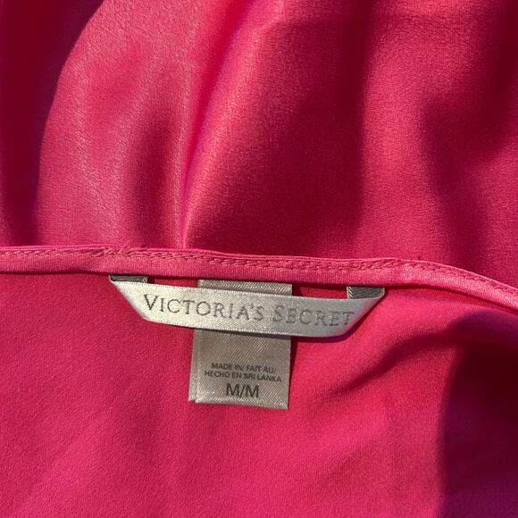 Victoria Secret Slip Mini Dress SZ Med Pink with White Lace Cami Nighty Party - Picture 8 of 11